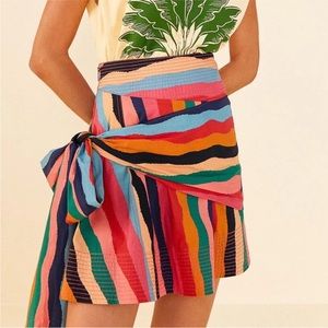 NWT Farm Rio Super Fun Stripes Organic Cotton Wrap Mini Skirt